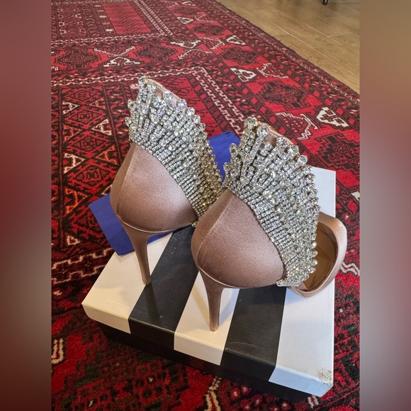 NEW NIB Aquazzura concorde crystal peep Toe Satin Heels - Picture 6 of 8